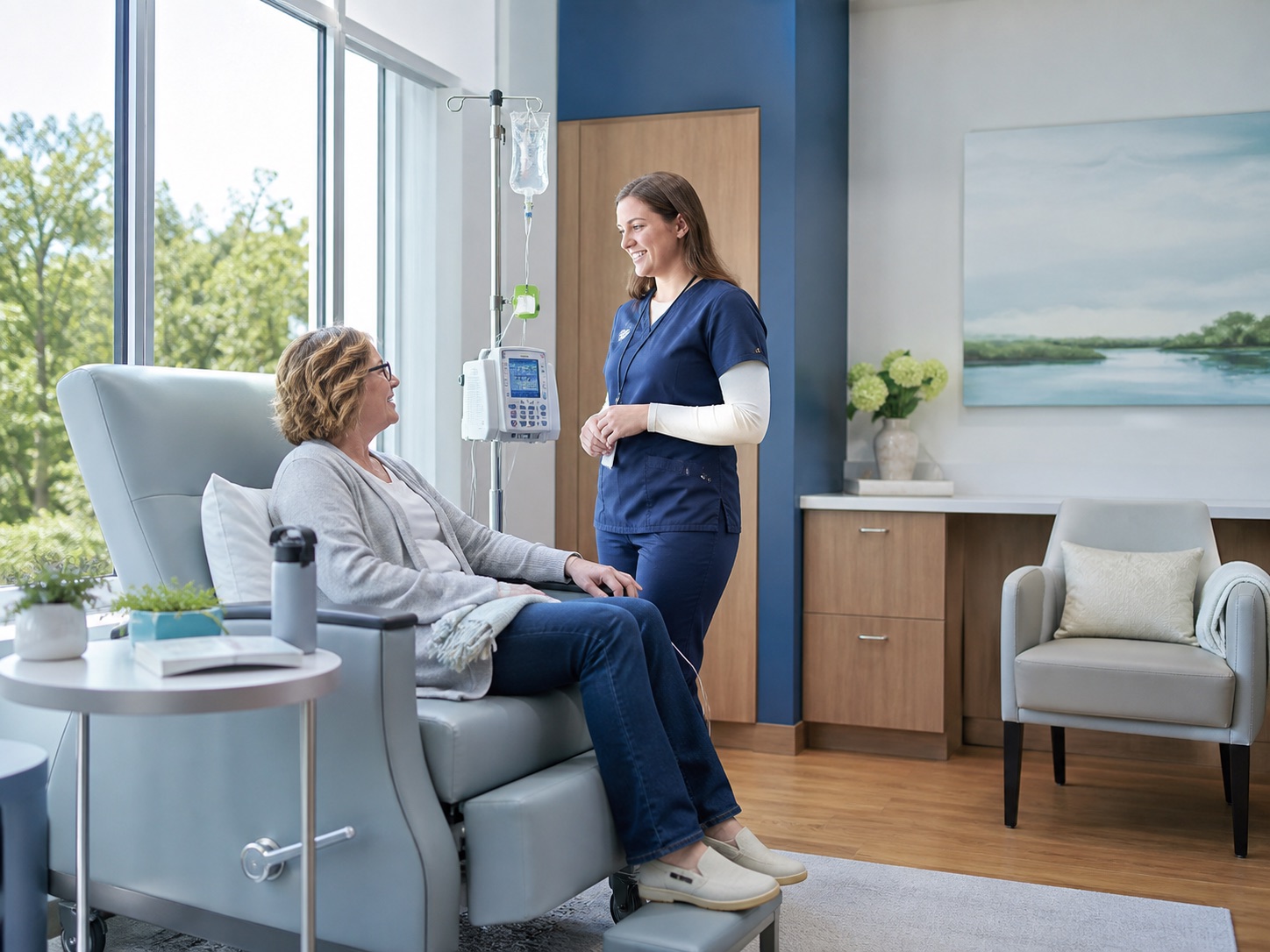 A bright and comfortable infusion care setting