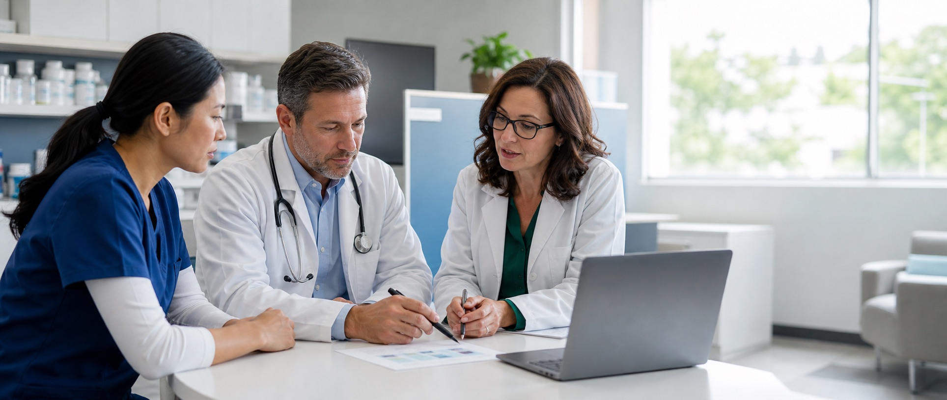 Healthcare professionals coordinating a therapy plan